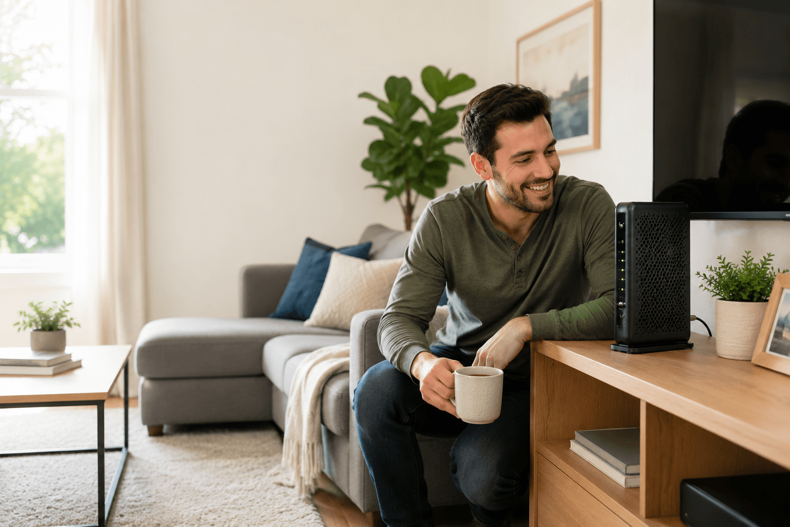 Customer enjoying Internet service using their own modem