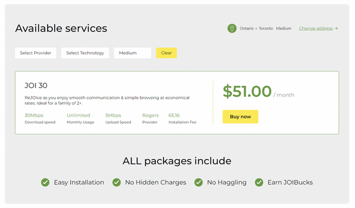 Most Affordable Internet Providers in Ontario for under $50 - NetJOI JOI 30 Internet product