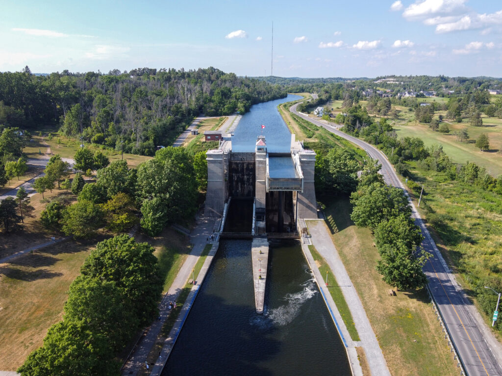 Aerial View of the Peterborough Lift Lock. Courtesy Wikimedia Foundation.